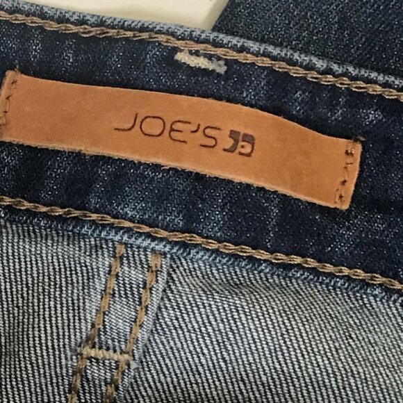 JOE’S Jeans Mid Rise Stretch Straight Leg Skinny Distressed Dark Blue Zip 29 - Picture 7 of 14